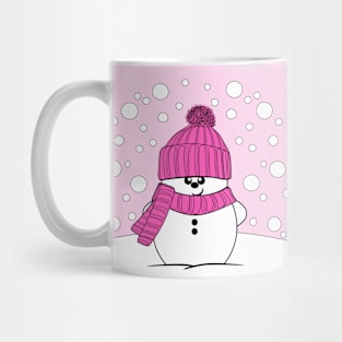 Cheeky Christmas Snowman with Pink Hat Mug